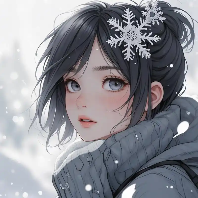 ❄️雪花飘落中的温婉女生头像🌨️ 在寒冷的冬日里,温婉的