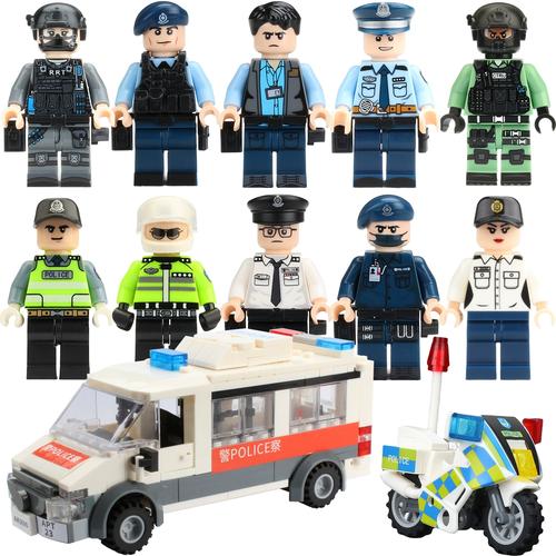 适用于乐高积木香港警察人仔城市特警冲锋车拼装儿童益智模型玩具