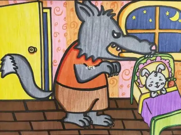 森林里大灰狼的简笔画