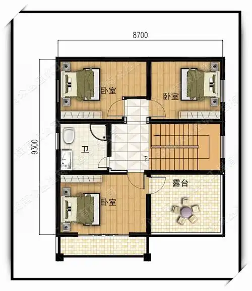 农村两层简约带露台别墅设计图 - 乡村住宅在线
