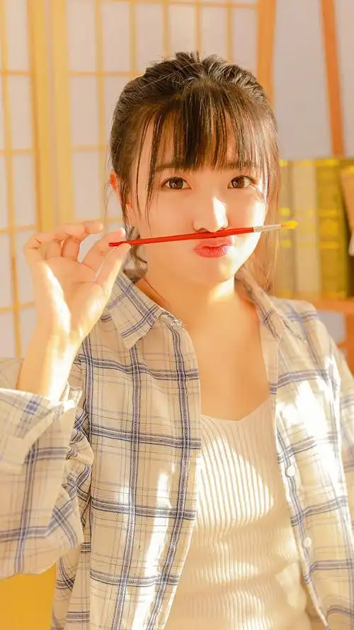 马尾辫清新美少女养眼写真图片手机壁纸-美女-手机壁纸下载-美桌网