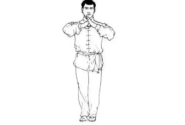 行礼的方法:并步站立,左手四指并拢伸直成掌,拇指