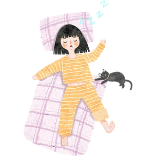 躺在床上睡觉的小女孩png素材