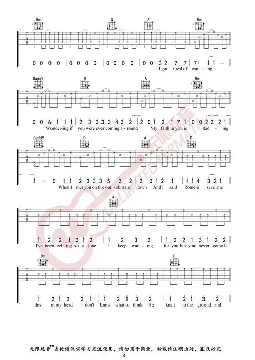 love story ( 原版吉他谱 无限延音编配)