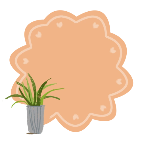 花型盆栽边框手绘插画图片