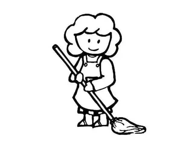 妈妈在拖地_简笔画_ps家园网