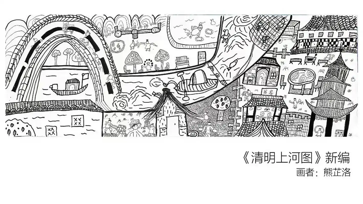 少儿美术|清明上河图 孩子作品~ 作品借鉴并创作