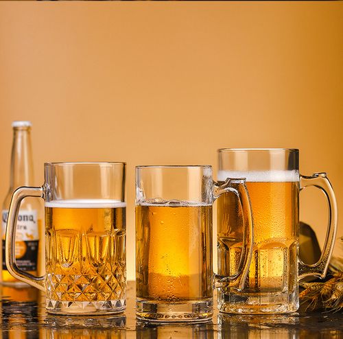 英雄杯啤酒杯网红玻璃扎啤杯子大号带把手超大容量1000ml酒吧酒杯