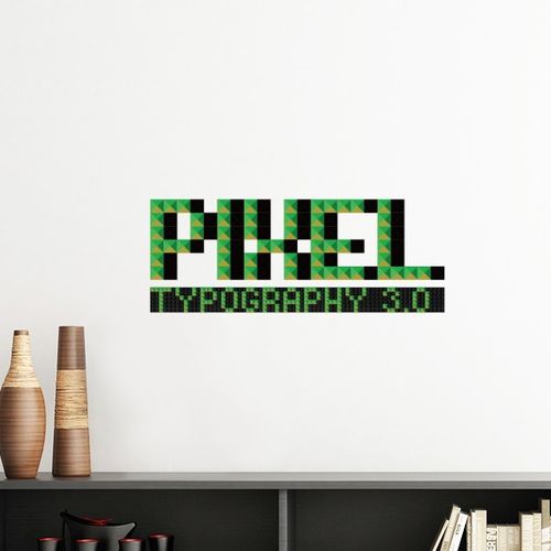 绿色,英字数字像素墙贴壁纸房间贴花