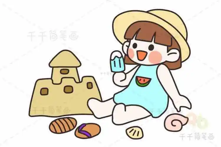 抱冰淇淋的小女孩简笔画怎么画简笔画小孩吃雪糕吃冰淇淋的女孩简笔画
