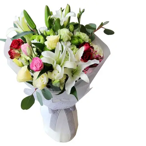 水木麟百合花15朵成都鲜花速递同城配送妈妈百合迷你小花束生日