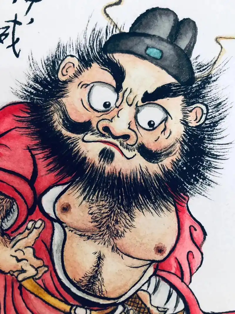 画渣日常 #手绘 #钟馗 一袭红袍剑在腰,双眸光射极天遥. - 抖音