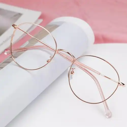 热销圆框眼镜盒_【送盒】防辐射近视眼镜女学生圆框韩版网红平光镜配