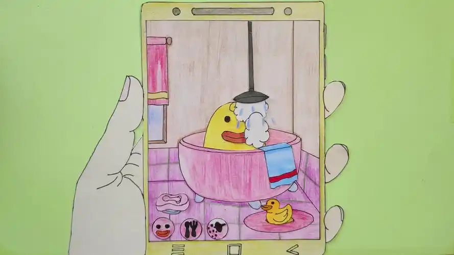 手绘定格动画:照顾我的小蜜鸭,吃饭睡觉洗澡好可爱#星知计划