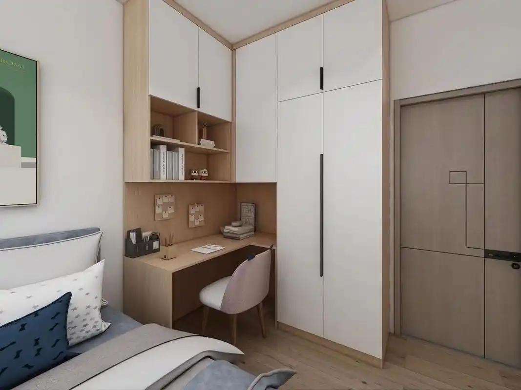 原木色柜体配白色柜门永不过时