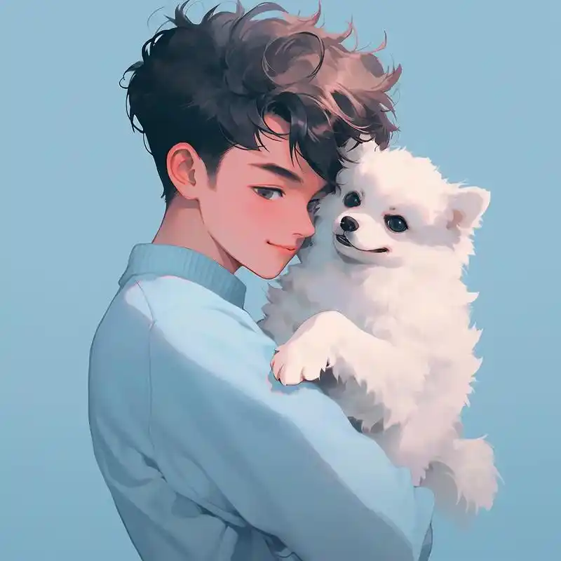 旧漫头像,抱狗狗的男孩.#优质头像 #从漫画里走出来的男孩  - 抖音