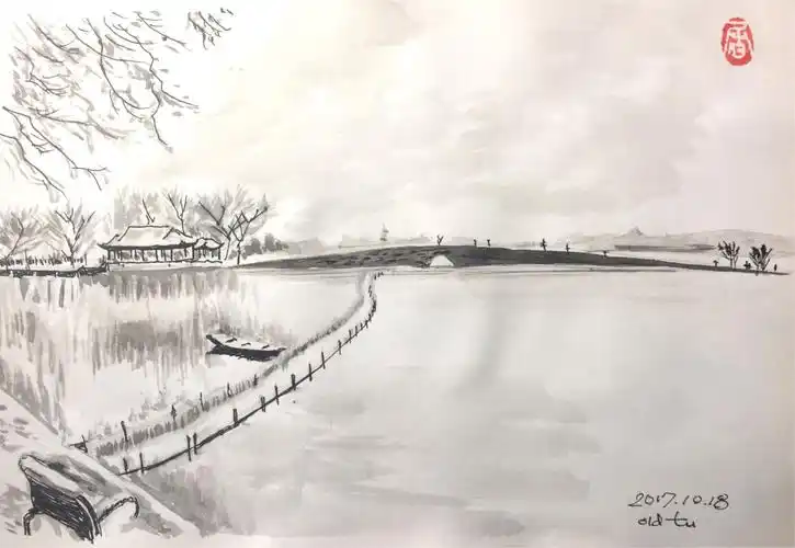 最美中国桥,温柔了谁的岁月.(钢笔画)