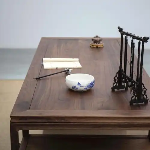 新中式榆木书画书法胡桃办公桌画案书房禅意实木书桌