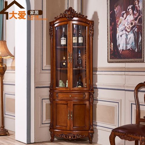 欧式角柜全实木三角柜客厅储物柜简约酒柜边角柜美式转角柜墙角柜