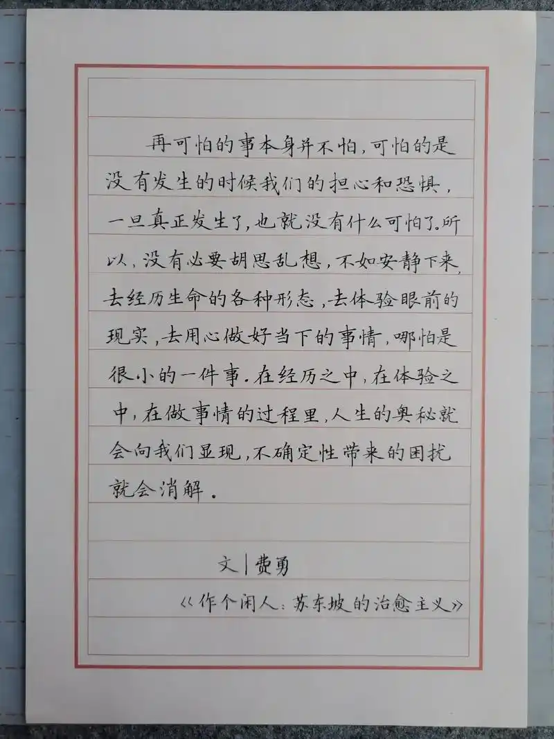 硬笔楷书文案～治愈主义.#写字是一种生活 #练字 #手写文字 - 抖音