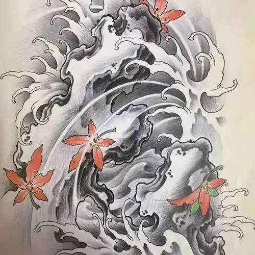 想纹:浪花部位:花腿时间:_纹身吧社区 - 纹身大咖