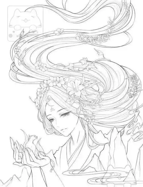 古风汉服人物手绘线稿!(120张效果图线稿合集)_中国