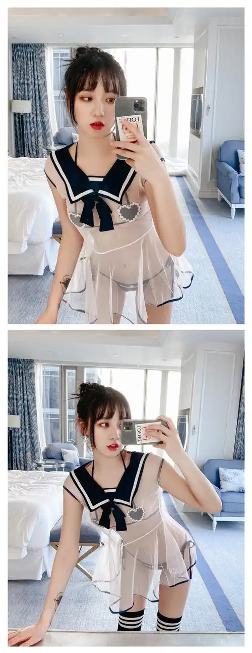 外贸性感水手服情趣内衣学生装女清纯jk制服透视软妹可爱套装