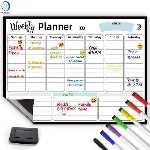 6-1 dry erase fridge magnetic weekly planner whiteboard