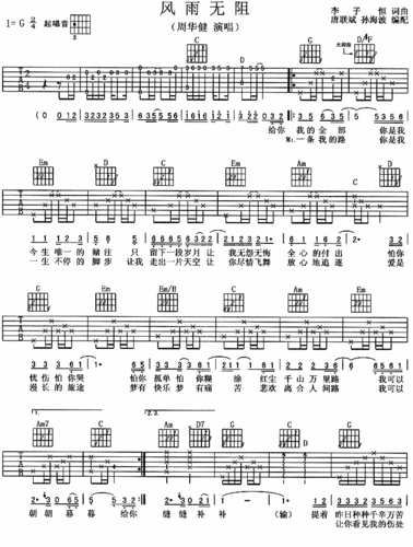 风雨无阻吉他谱六线谱周华健演唱