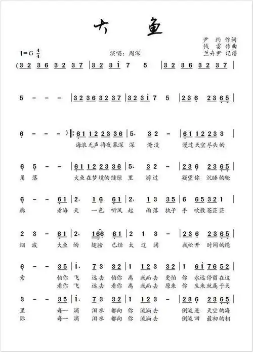 巴乌简谱流行歌曲