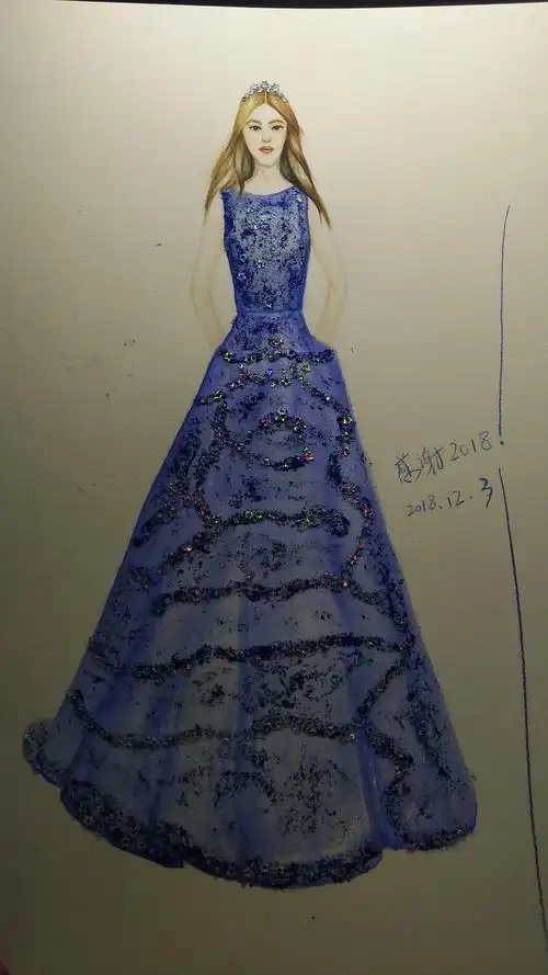 水彩画之blingbling的年会裙子