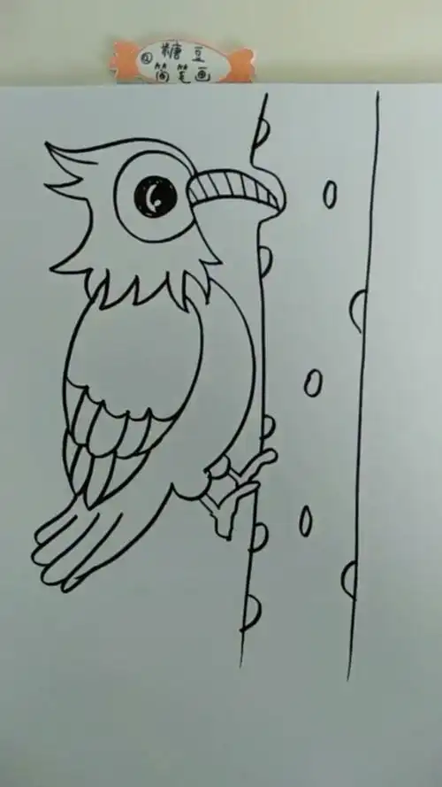 幼儿园简笔画啄木鸟