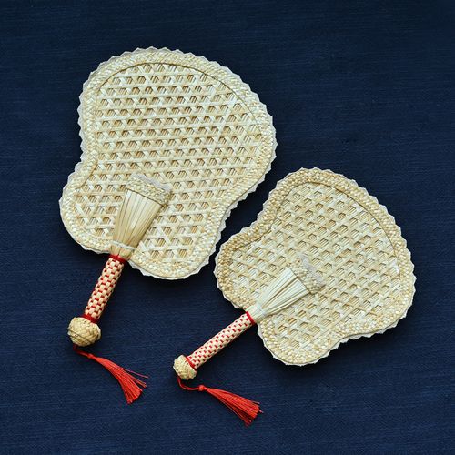 制作麦秆编织麦杆大蒲扇闪电客手摇扇手工宝宝扇子纳凉 芭蕉亲子(布边