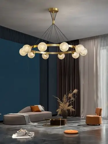 吊灯轻奢全铜客厅简约现代2021年新款创意球形客厅吊灯