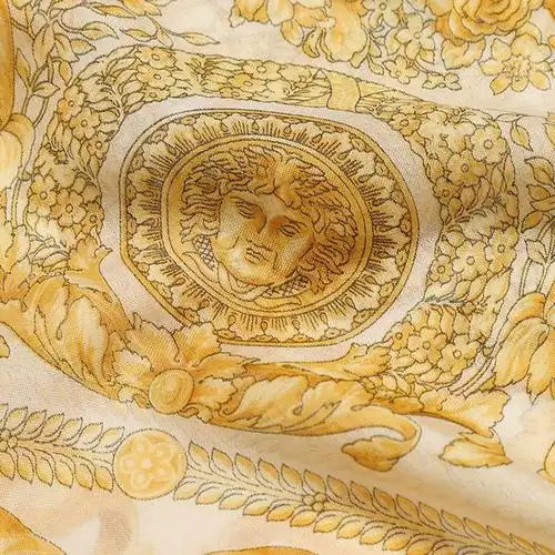 versace 范思哲 女士蓝色底金黄色花纹丝巾v17201w41056ve08