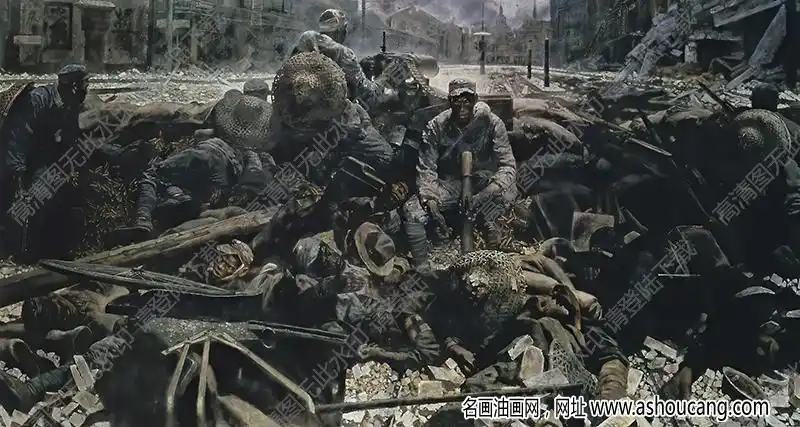 张绍成油画作品十九路军淞沪抗战高清下载