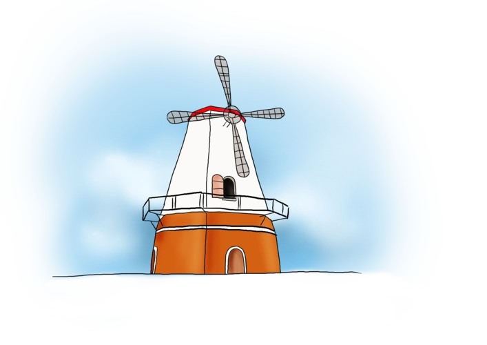 旅游季手绘荷兰风车图片