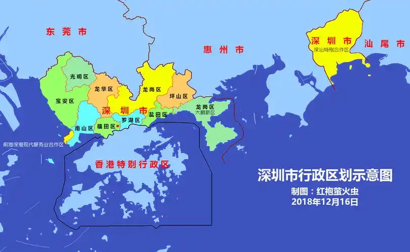 深圳行政区划简图2018