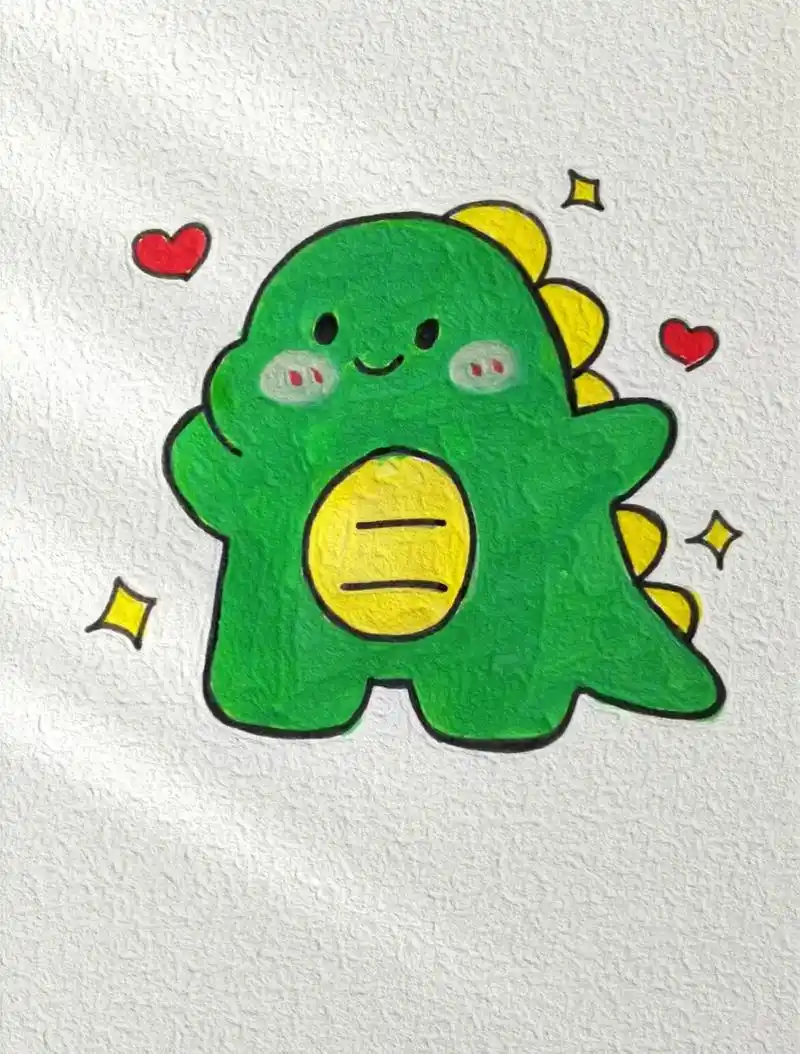 简笔画教程可爱的小恐龙~可可爱爱又简简单单~完全 - 抖音