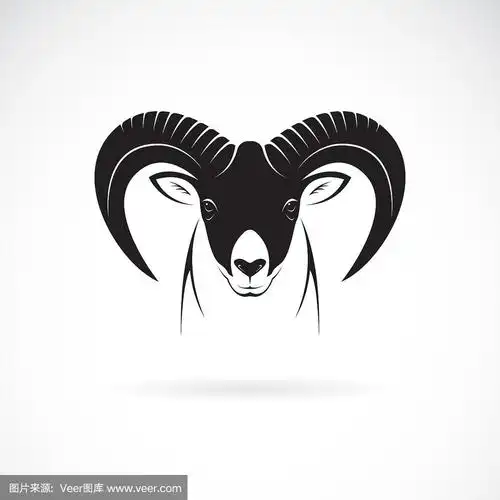 矢量山山羊头设计在白色的背景.野生动物.山羊标志或图标.