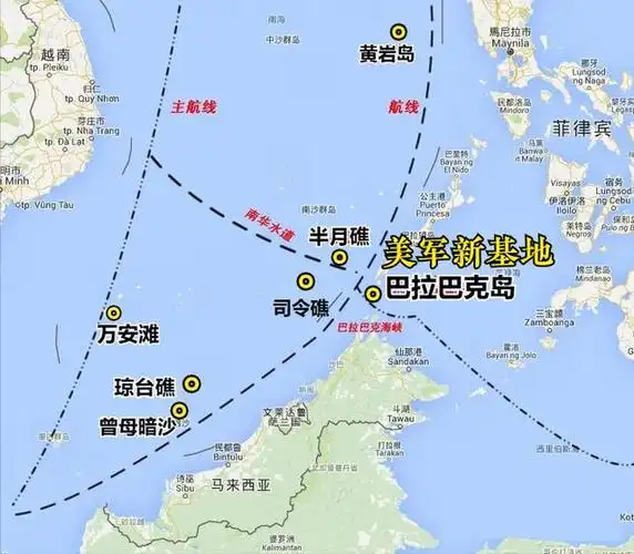 三个位于北部吕宋岛针对我国台湾和黄岩岛,一个位于最东南方向的