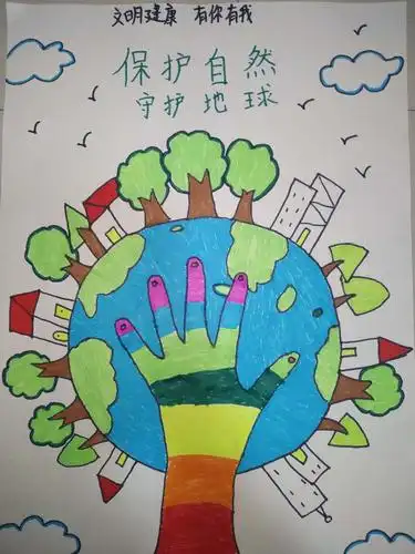 育才幼儿园"文明健康 有你有我"手绘公益广告展