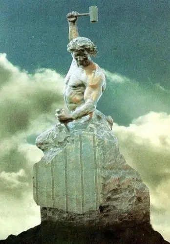 请问谁有一张图片,是一个雕塑在雕刻他自己?