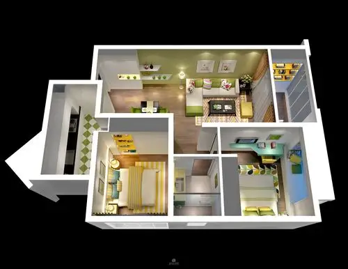 几套样板间整体模型效果图