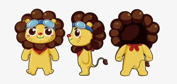 护目镜狮子的正侧背面