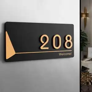 高档办公室轻奢宿舍出租房家庭入户门号标识家用门牌号定制房间号门贴