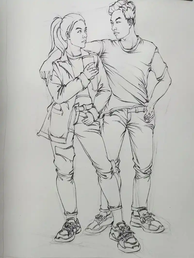 美术集训 #联考 #速写 #线性速写 #线面速写 想画就画 - 抖音