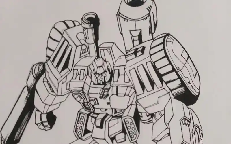 画动漫011---变形金刚---02针管笔描边---威震天_哔哩哔哩_bilibili
