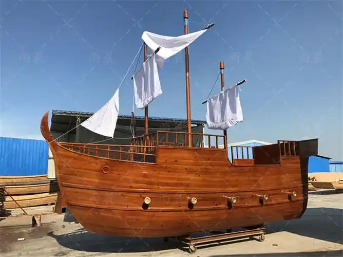 宿迁景观木船厂家直销大型海盗木船主题装饰船工程船