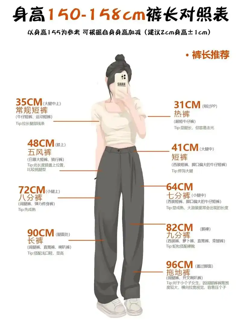 150-158cm小个子穿衣对照表来啦!#显高显瘦显腿长 # - 抖音